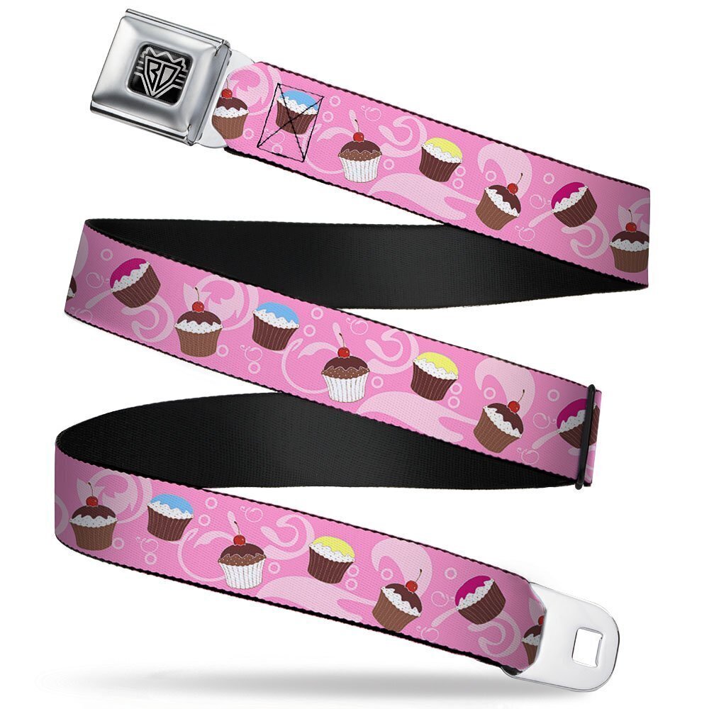 4916 Seatbelt Belt - Cupcake Swirls Pink/Multi Color - 1.5" Wide - 24-38
